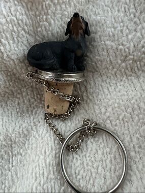 Decorative Black Dog Cork Stopper with Ring
